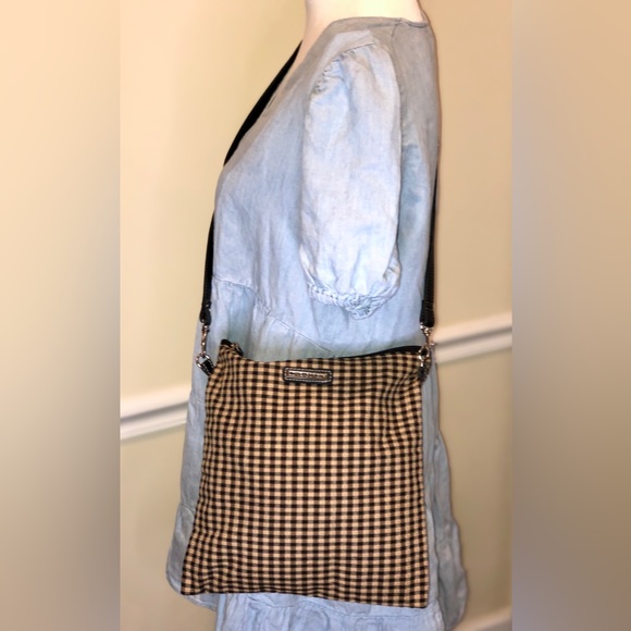 LONGABERGER Black Brown Checkered Crossbody Swing Away Purse - Picture 13 of 13